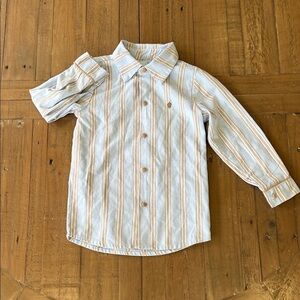 The oaks apparel blue tan striped button down shirt 6 years preppy